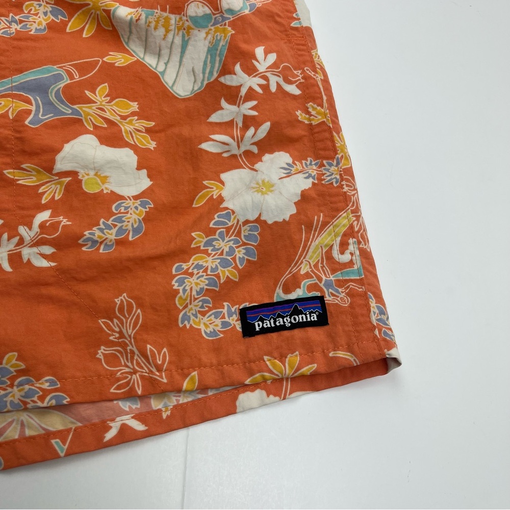 Patagonia Shells Orange Floral Mens Swim Shorts Trunks Size XL Lined Tropical - Picture 7 of 15